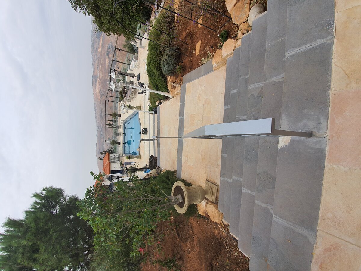 Hilltop estate — pool terrace and valley panorama, original condition before works