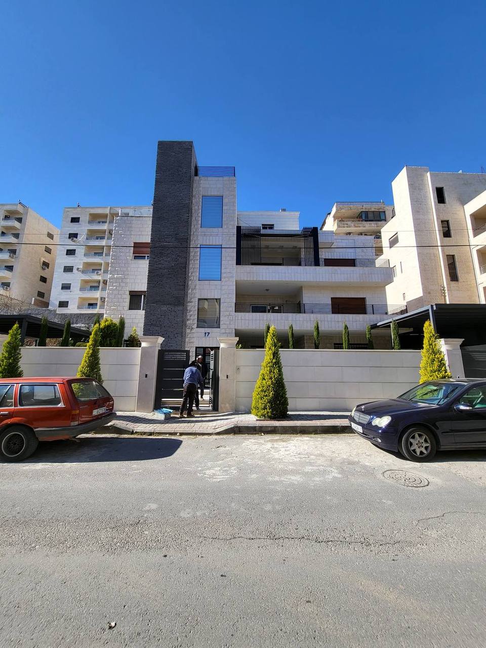 Building facade after renovation — completed modern exterior