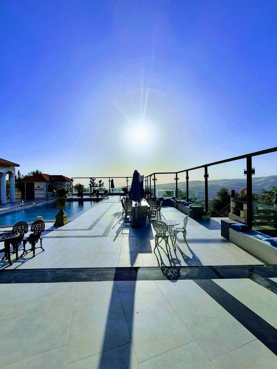 Swimming pool — elevated aerial view