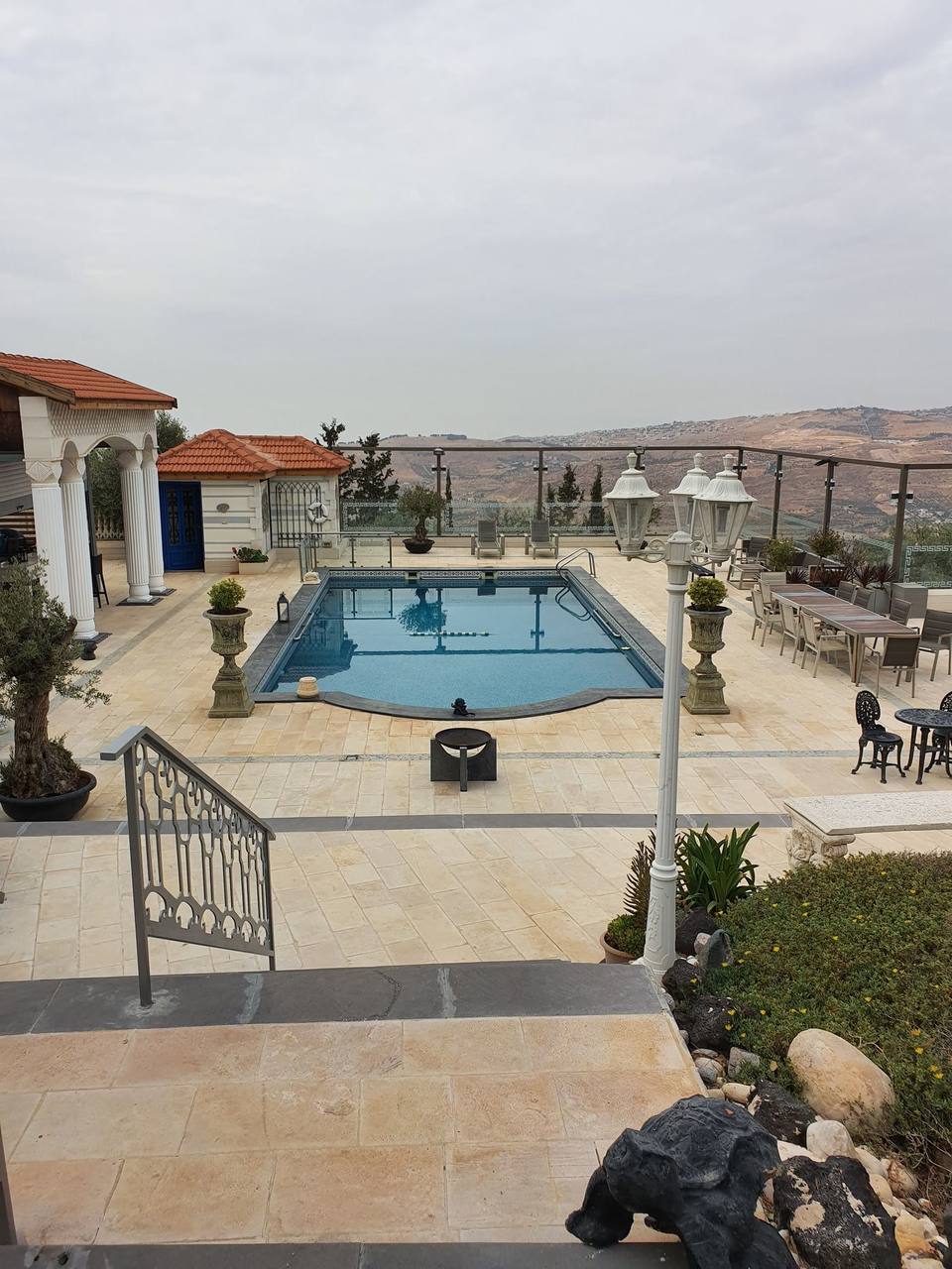 Swimming pool — ground-level poolside view